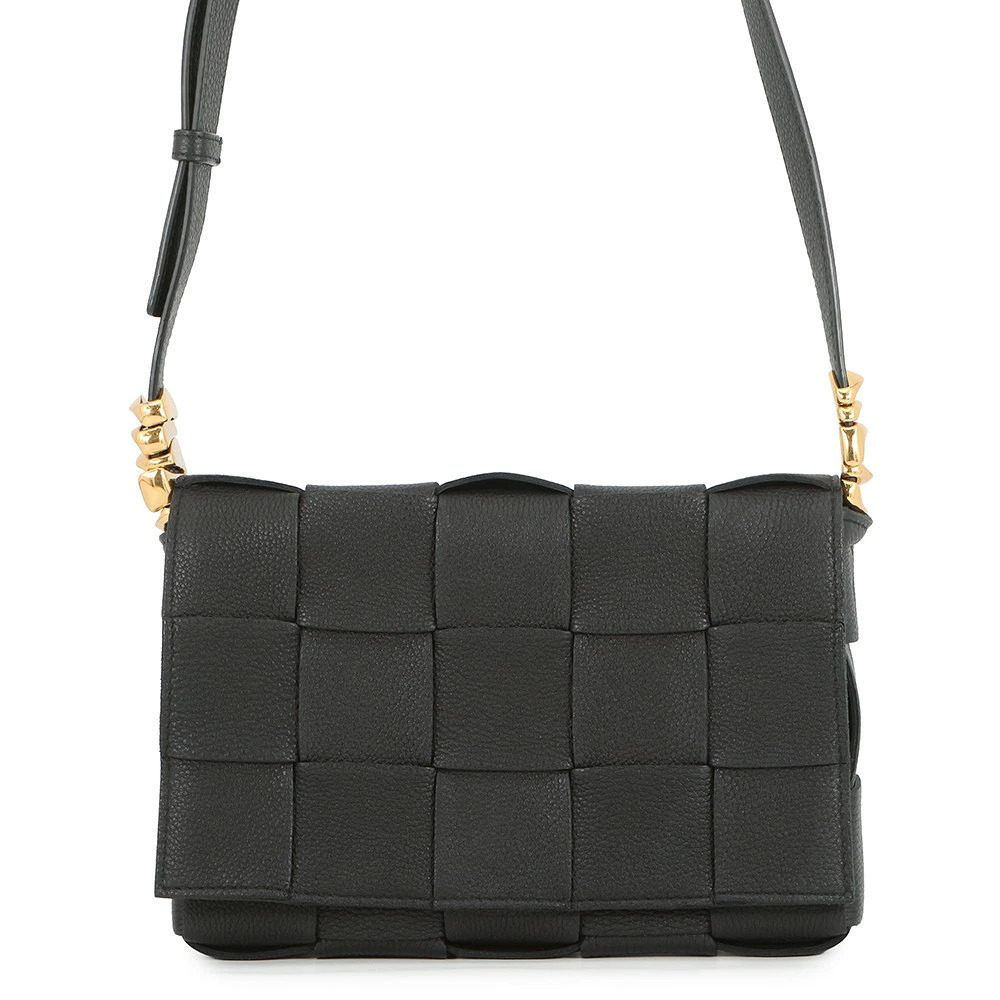 Bottega Veneta Shoulder Bag Maxi Intrecciato Cassette Leather Black